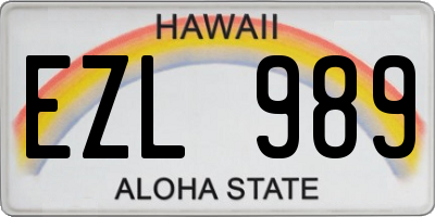 HI license plate EZL989