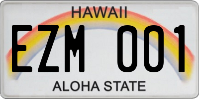 HI license plate EZM001
