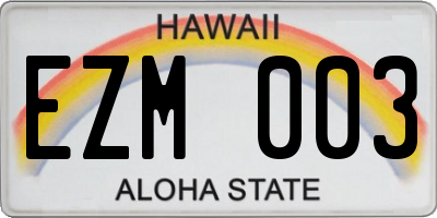 HI license plate EZM003