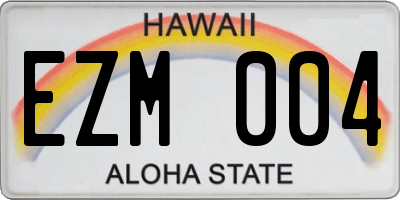 HI license plate EZM004