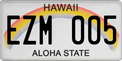 HI license plate EZM005