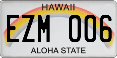 HI license plate EZM006