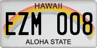 HI license plate EZM008