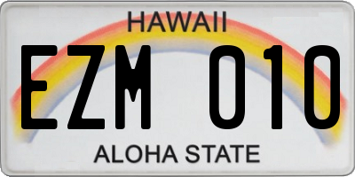HI license plate EZM010