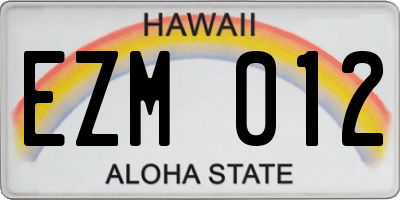 HI license plate EZM012