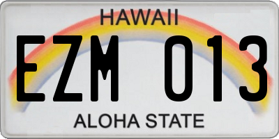 HI license plate EZM013