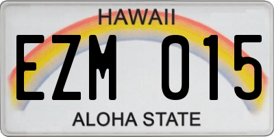 HI license plate EZM015