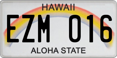 HI license plate EZM016