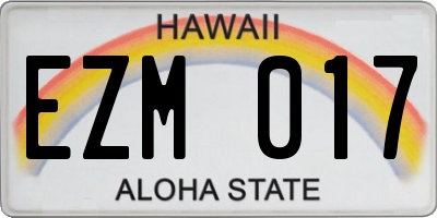 HI license plate EZM017