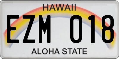 HI license plate EZM018