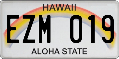 HI license plate EZM019