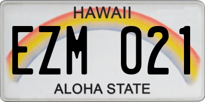 HI license plate EZM021