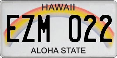 HI license plate EZM022