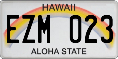 HI license plate EZM023