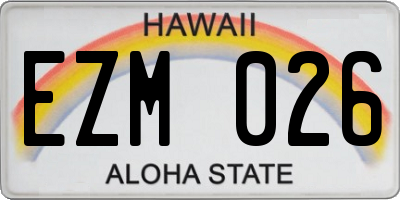 HI license plate EZM026