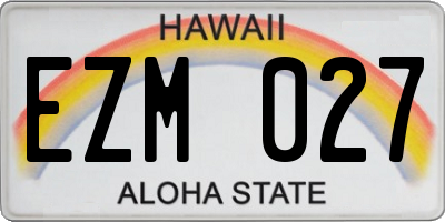 HI license plate EZM027