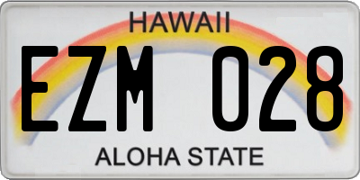HI license plate EZM028