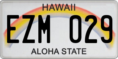 HI license plate EZM029