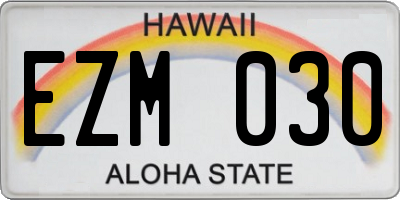 HI license plate EZM030