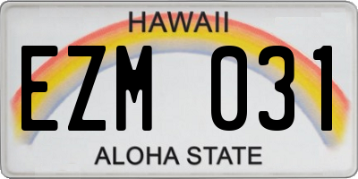 HI license plate EZM031