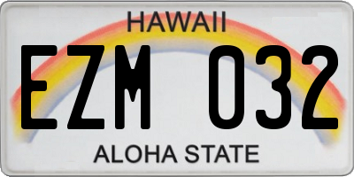 HI license plate EZM032