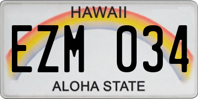 HI license plate EZM034
