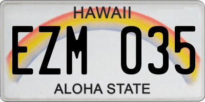 HI license plate EZM035