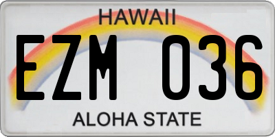 HI license plate EZM036