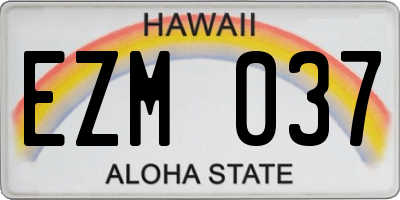 HI license plate EZM037