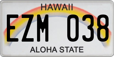 HI license plate EZM038