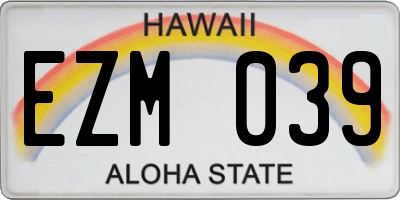 HI license plate EZM039