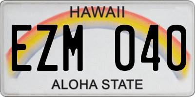 HI license plate EZM040