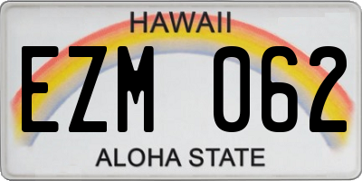 HI license plate EZM062