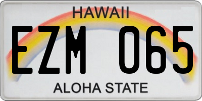 HI license plate EZM065
