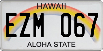 HI license plate EZM067