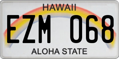 HI license plate EZM068