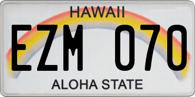 HI license plate EZM070