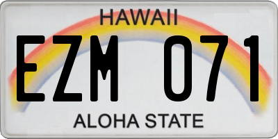 HI license plate EZM071