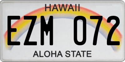 HI license plate EZM072