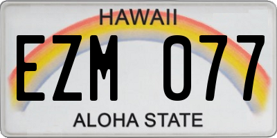 HI license plate EZM077