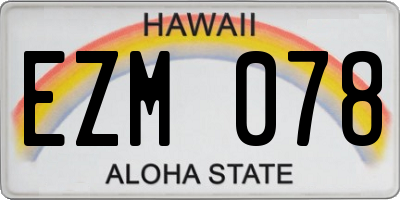 HI license plate EZM078