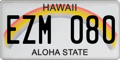 HI license plate EZM080