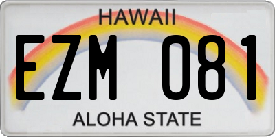 HI license plate EZM081