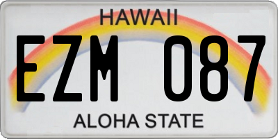 HI license plate EZM087