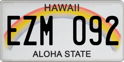 HI license plate EZM092