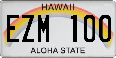 HI license plate EZM100