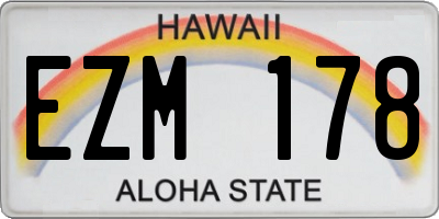 HI license plate EZM178