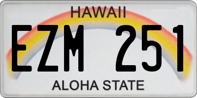 HI license plate EZM251