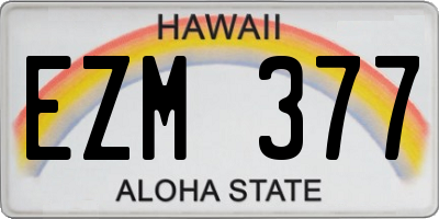 HI license plate EZM377