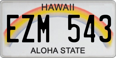 HI license plate EZM543